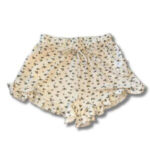 Off white floral pajama shorts lounge